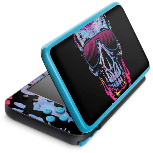 Liquid Blue Neon Skull with Glasses Nintendo 2DS XL (2017) Skin